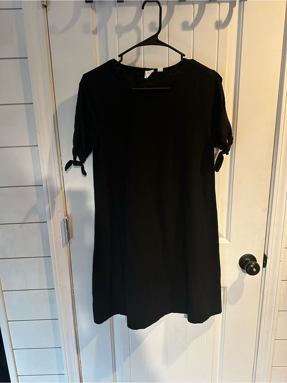 GAP Black Short Sleeve Tie-Sleeve A-Line Tunic Dress